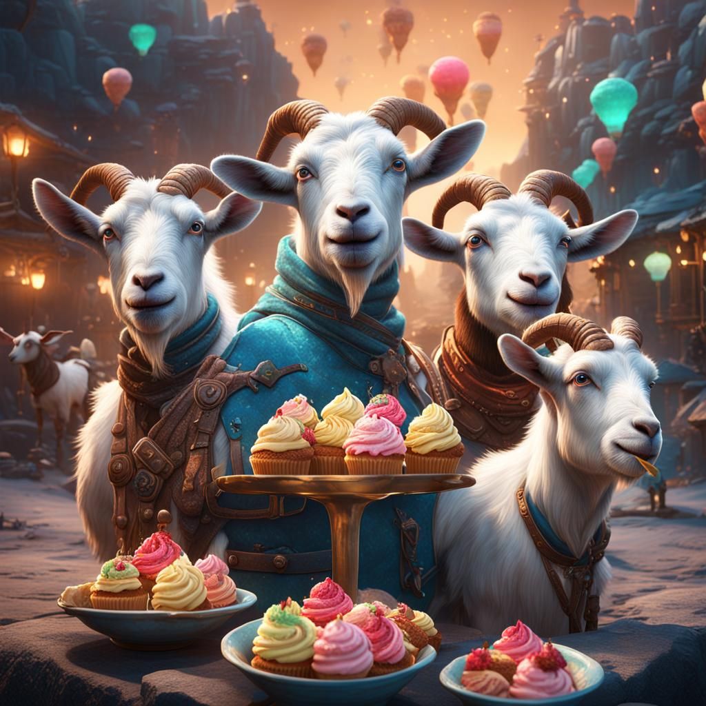 5 Goats licking icecreams