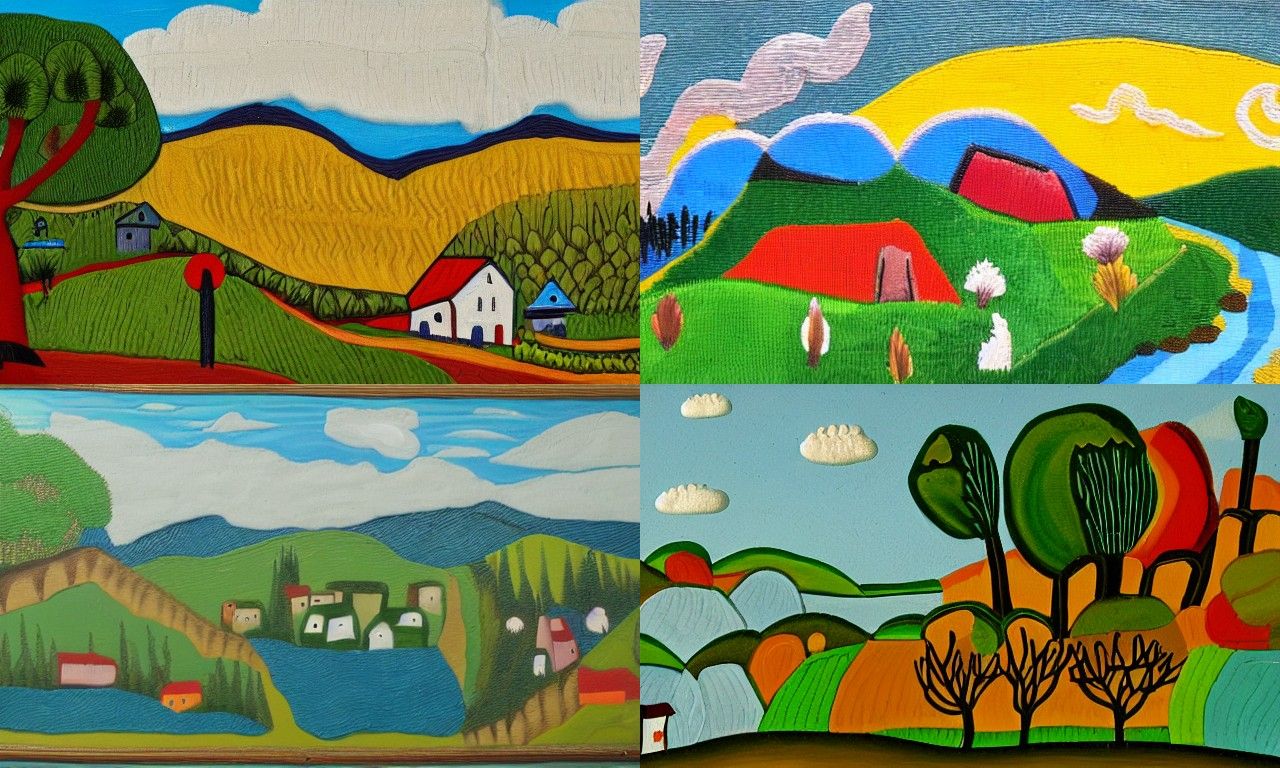 Landscape in the style of Naive art