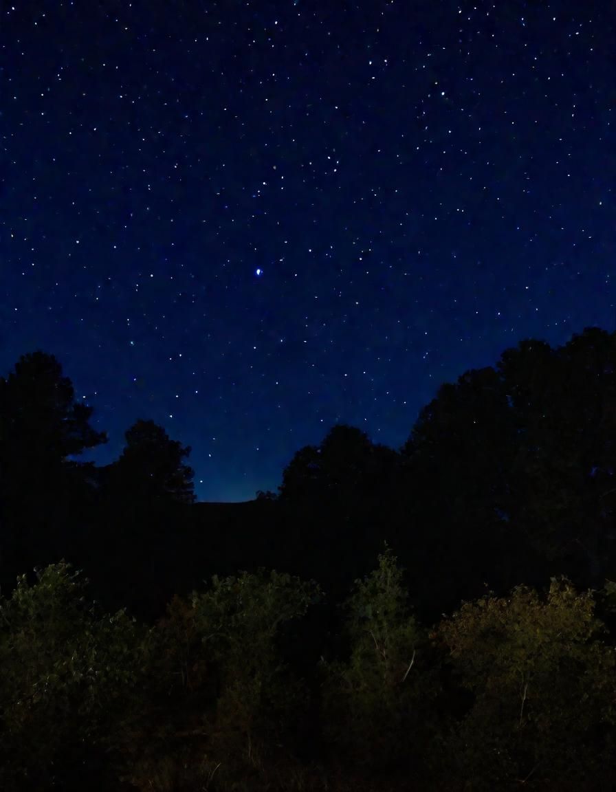 Stars scattered across a clear midnight blue sky as seen from the Blue ...