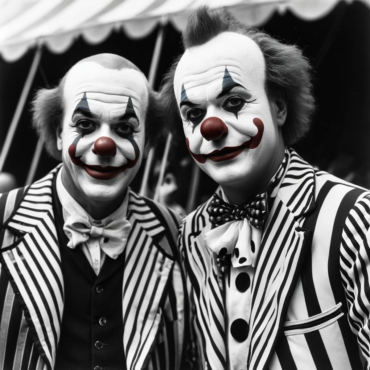 Auguste clown et clown blanc, clowns in circus in France - AI Generated ...