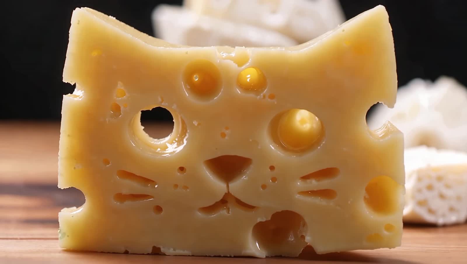 Swiss cheese with cat faces
