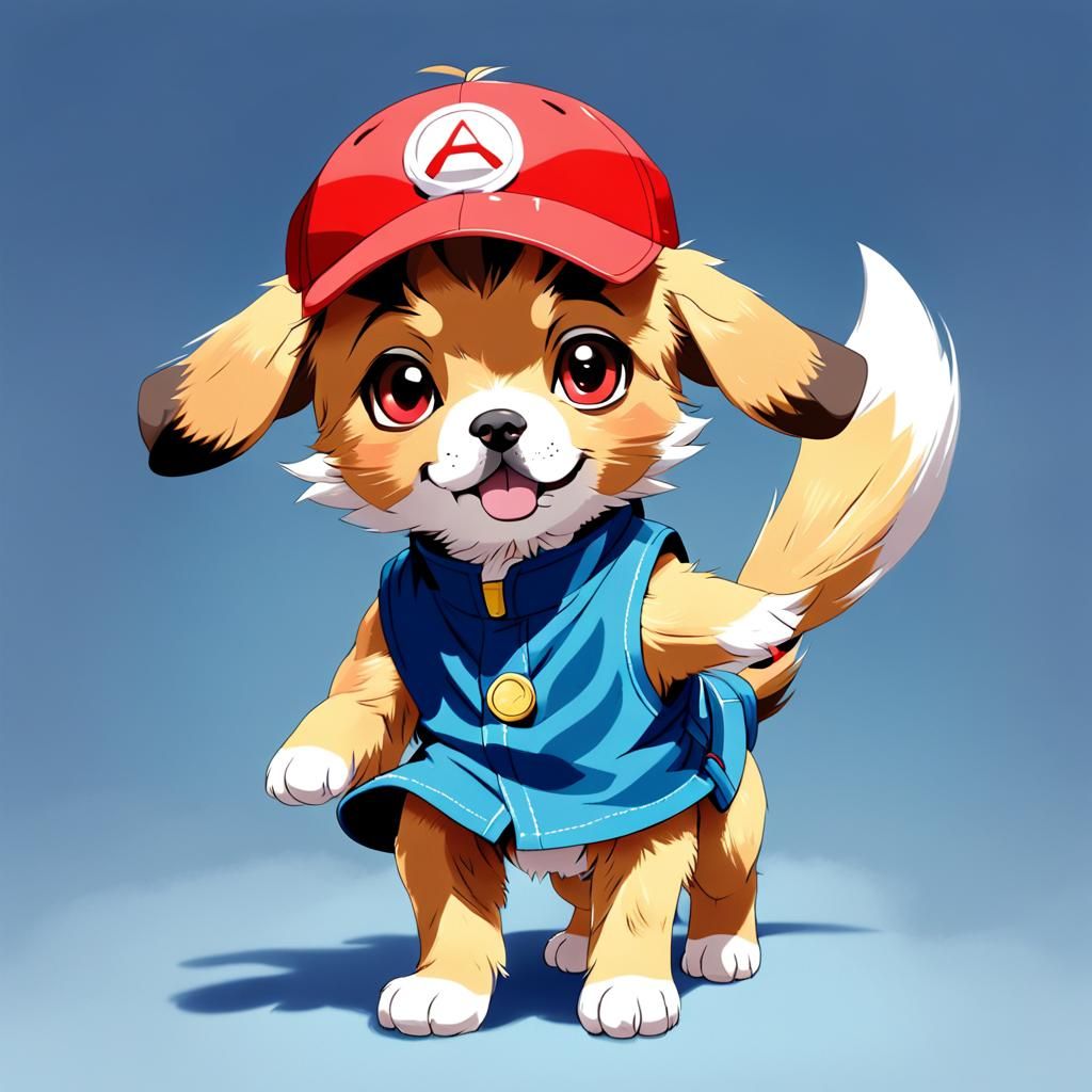 Adorable puppy dresses as Ash Ketchum