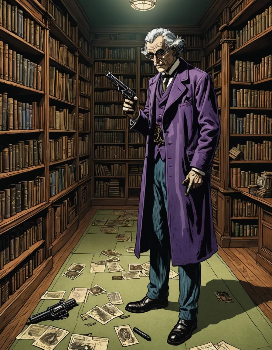 Cluedo, Professor Plum in the Library with the Revolver  by @Stud Muffin