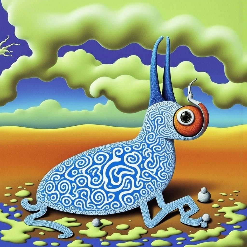 Strange creature watching clouds move