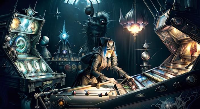 Pinball (Wizard:1.5) epic surrealistic (dark fantasy:1.1) sc...