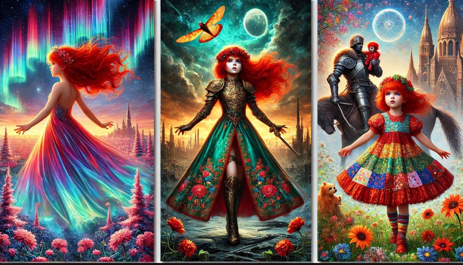 Triptih - red-headed girl