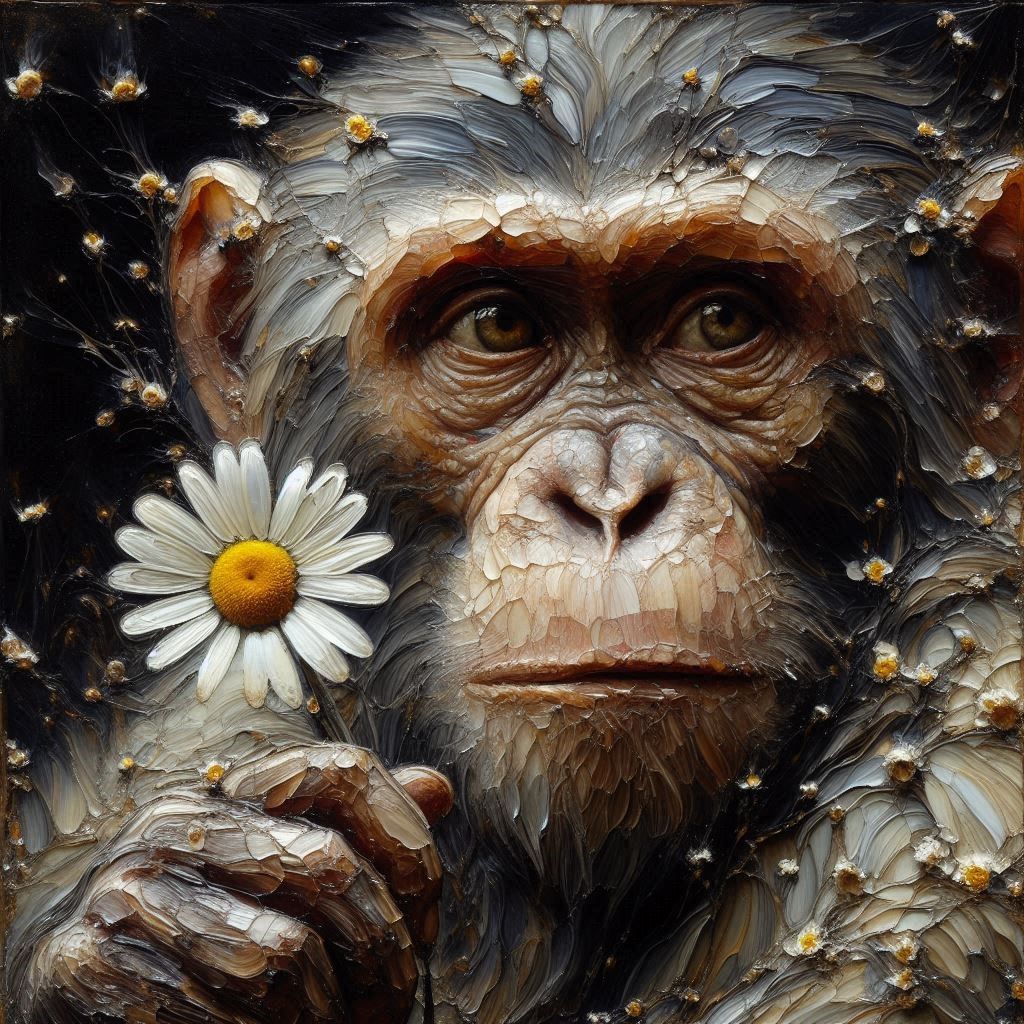Ape with a daisy