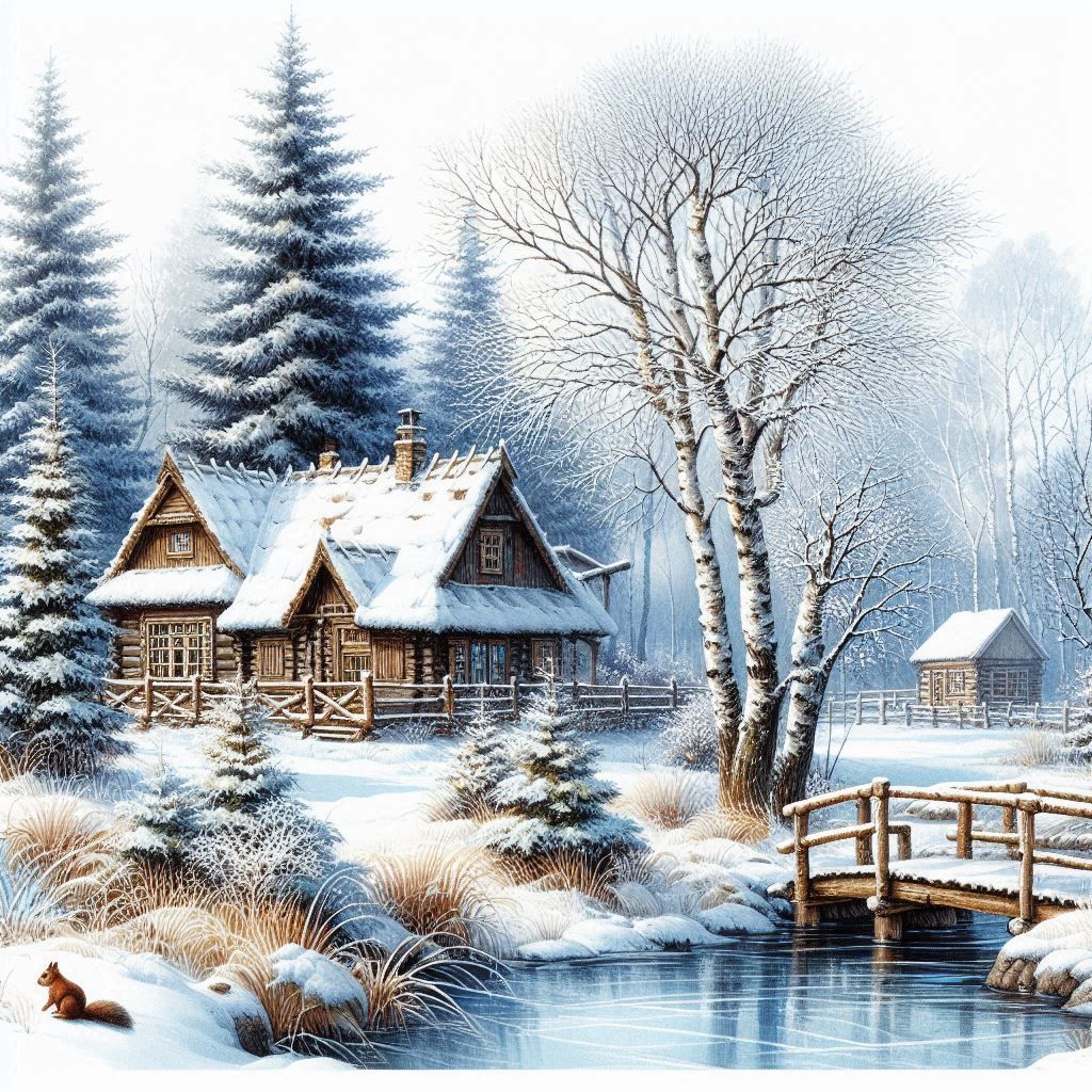 Watercolor Snow-covered  by @KarenK
