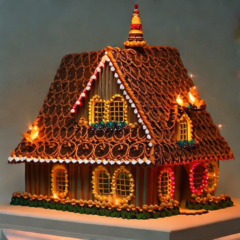 A gingerbread house in a fairy tale; Very beautiful house made of gingerbread cookies with fabulous chocolate ...  by @Thul 