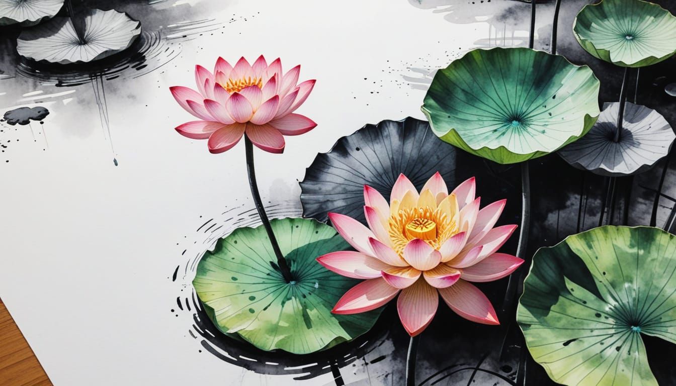 Lotus flowers emerging from paper  by @Gothic Vampire Poetry