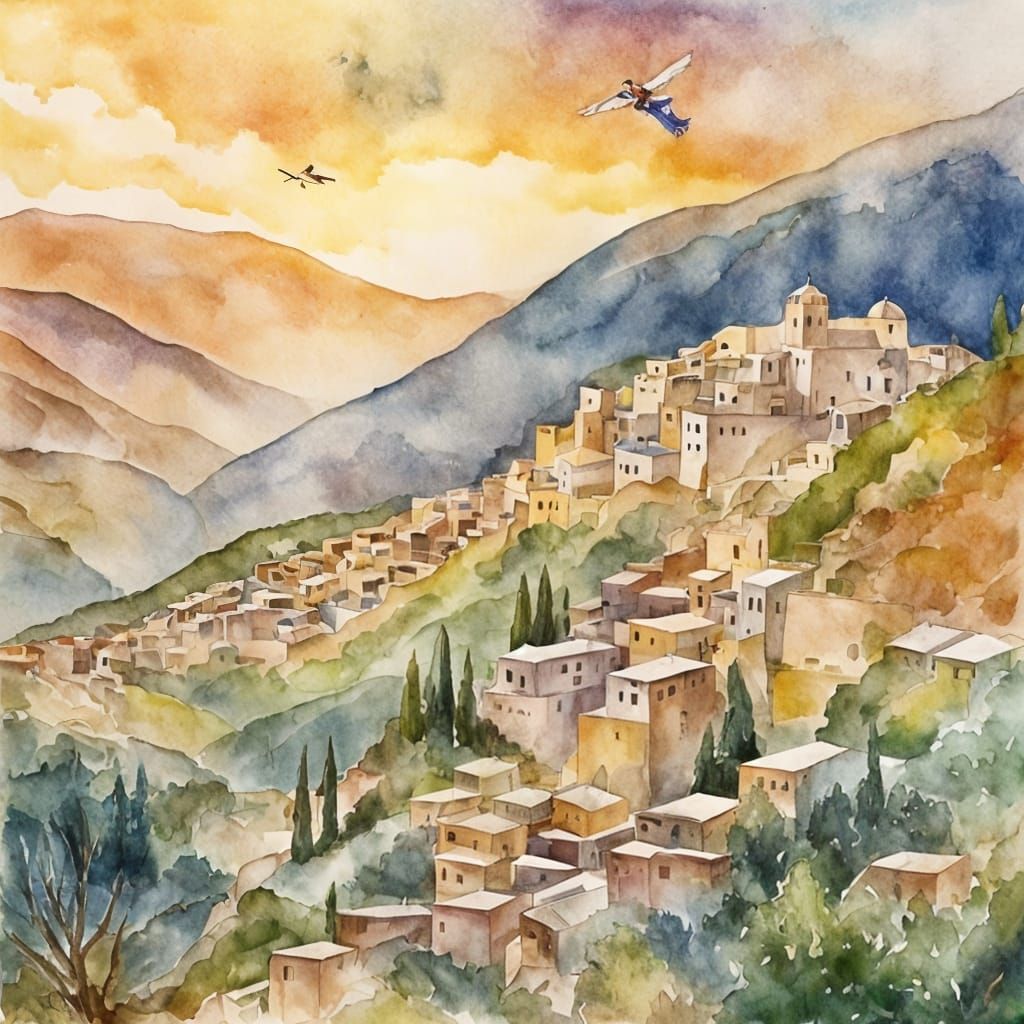 Mystical Tallit Over Safed Mountains