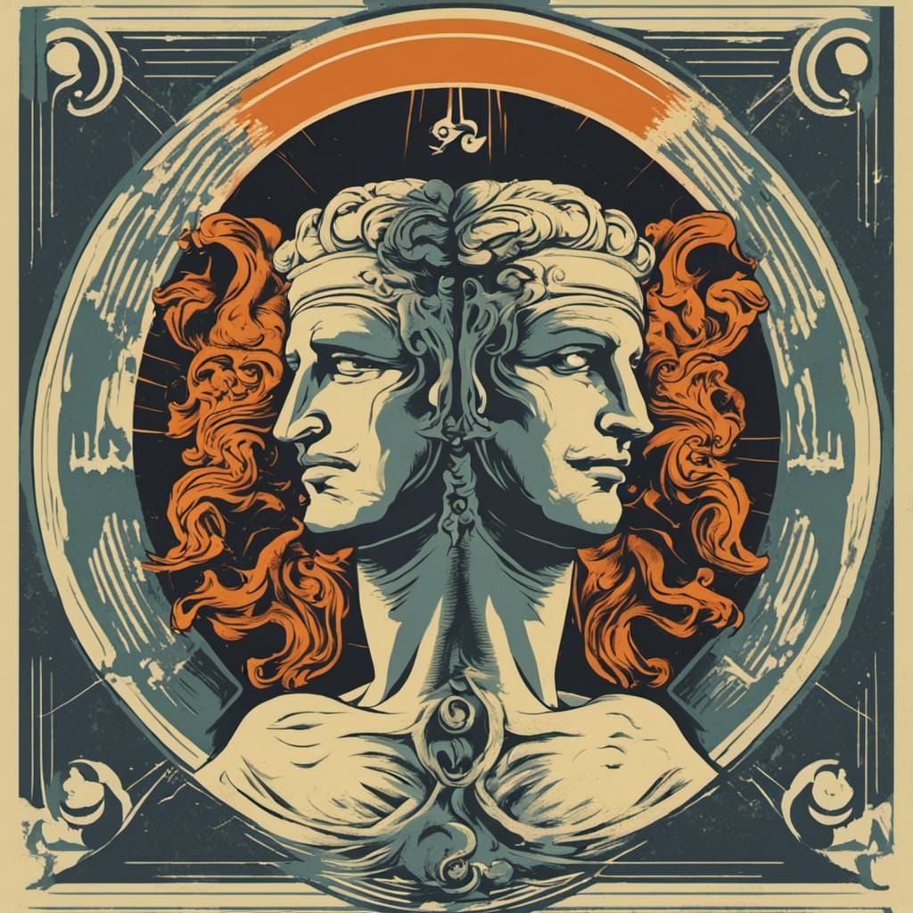 Head of the two-faced god janus Royalty Free Vector Image