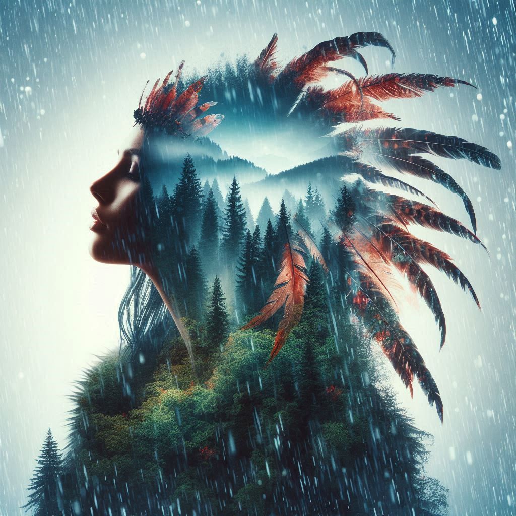 double exposure beautiful fantasy DALL-E 3 portrait landscap...