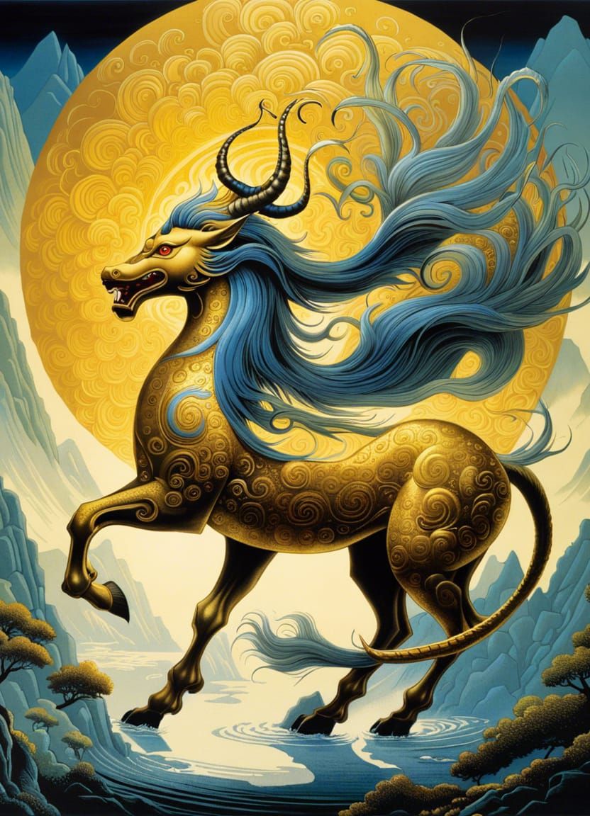 “The Qilin is a hooved chimerical creature, appear next to illustrious ...