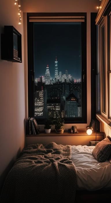 Cozy Lo-fi Bedroom with City View