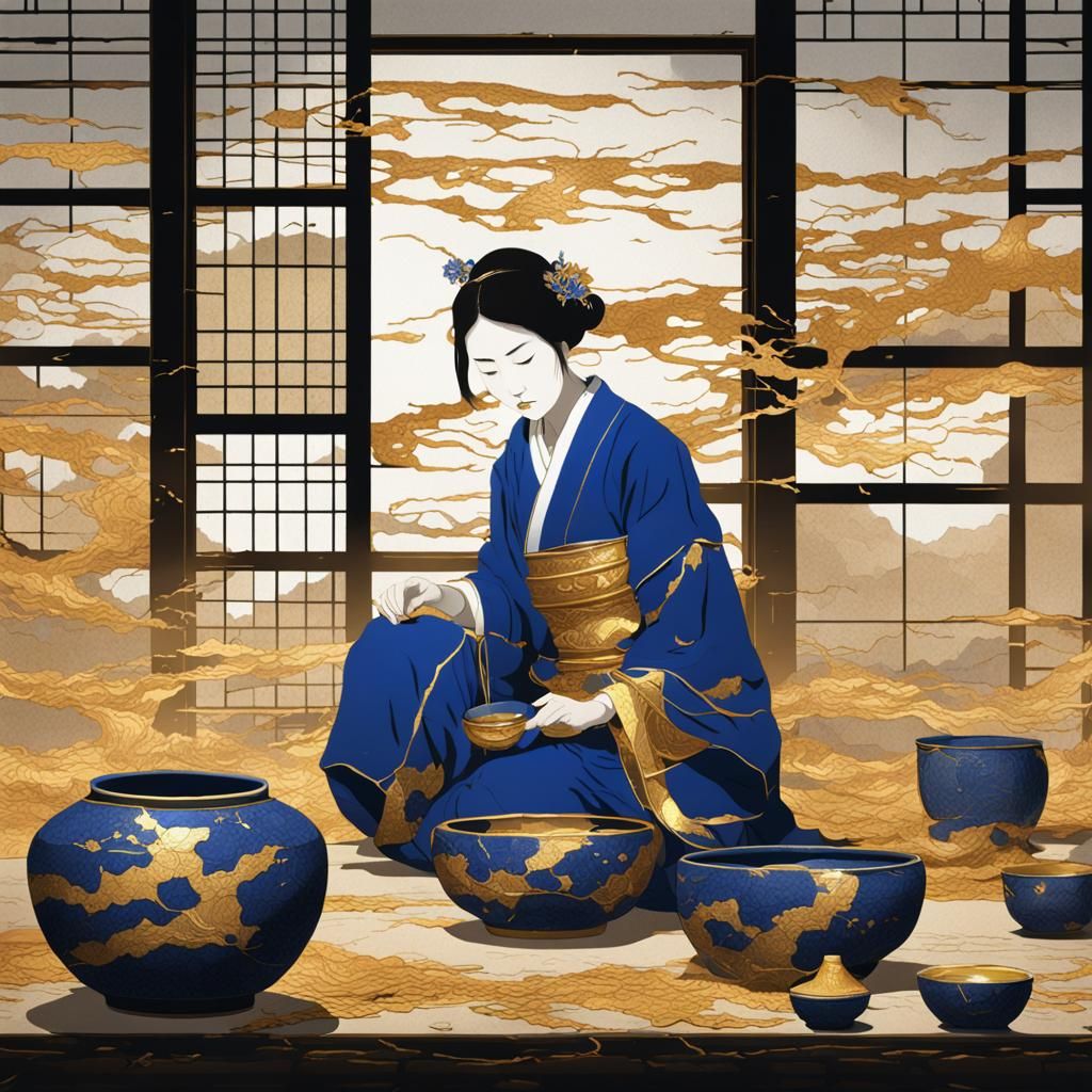 Imperfect Things In Kintsugi, beauty is found in the broken and mended   by @Lostmark