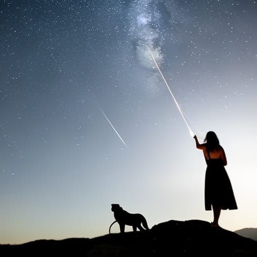 Dramatic Meteor Shower Photography with Angelic Figure