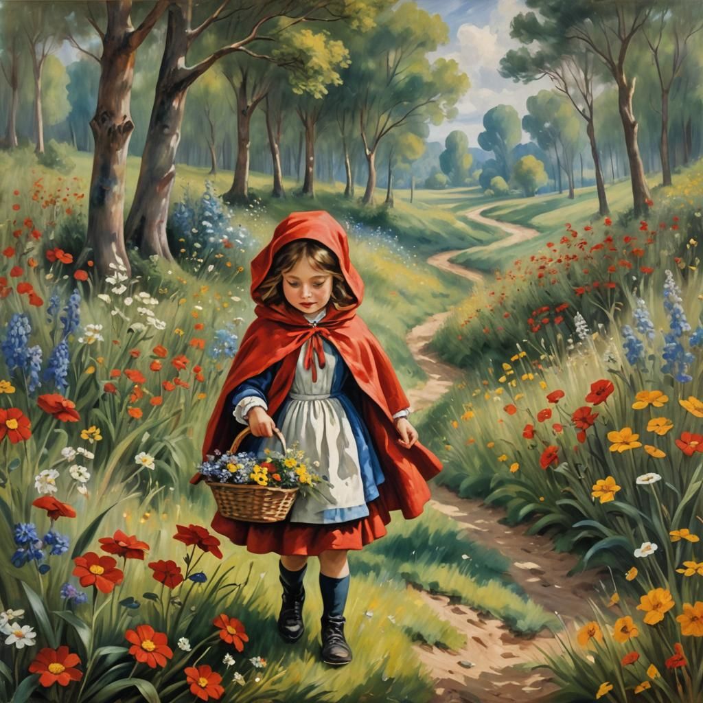 Little Red Riding Hood picking flowers   by @Tymelle