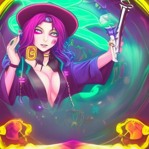 Neon witch alchemist of the future 