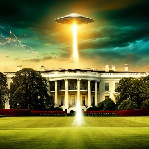 ufo unidentified flying object, aliens, striking the white h...