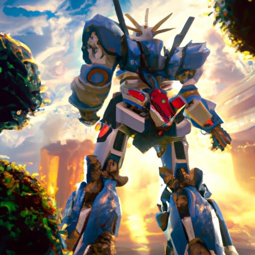Giant Robot with a Lazer bazooka Gundam, Anime Key Visual, b...
