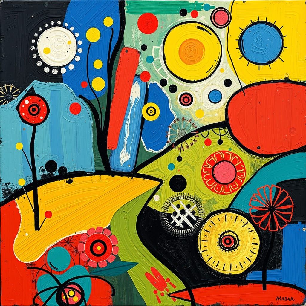 Abstract Art with Geometric Shapes and Bold Strokes