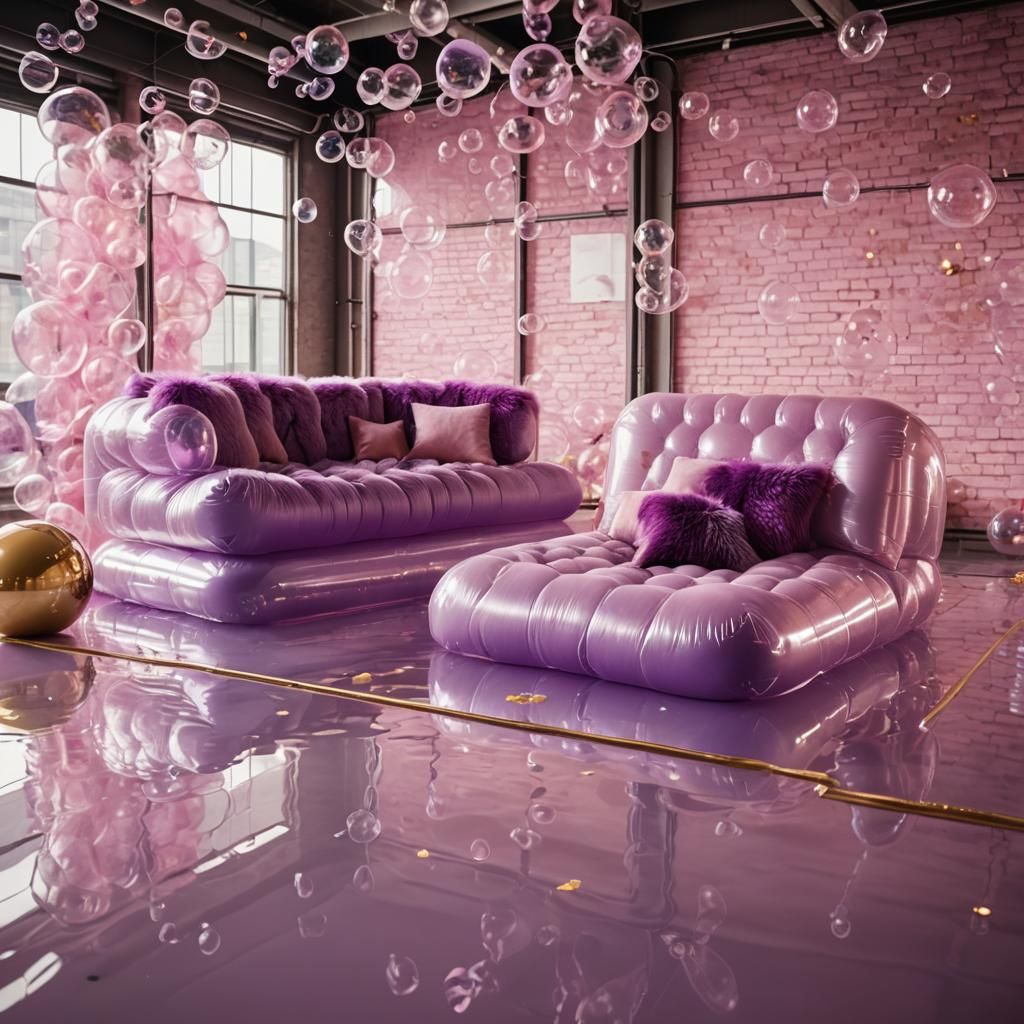 Inflatable Furniture in Minimalist Industrial Studio