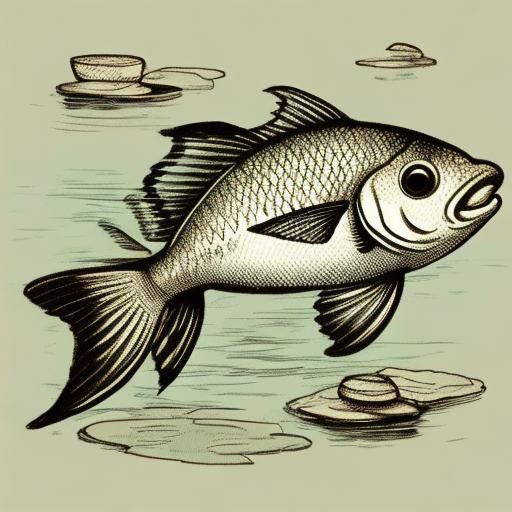 <lora:Vintage Sketch DS8:1.0> A fish swimming in a pond. Sketch art. Vintage. 