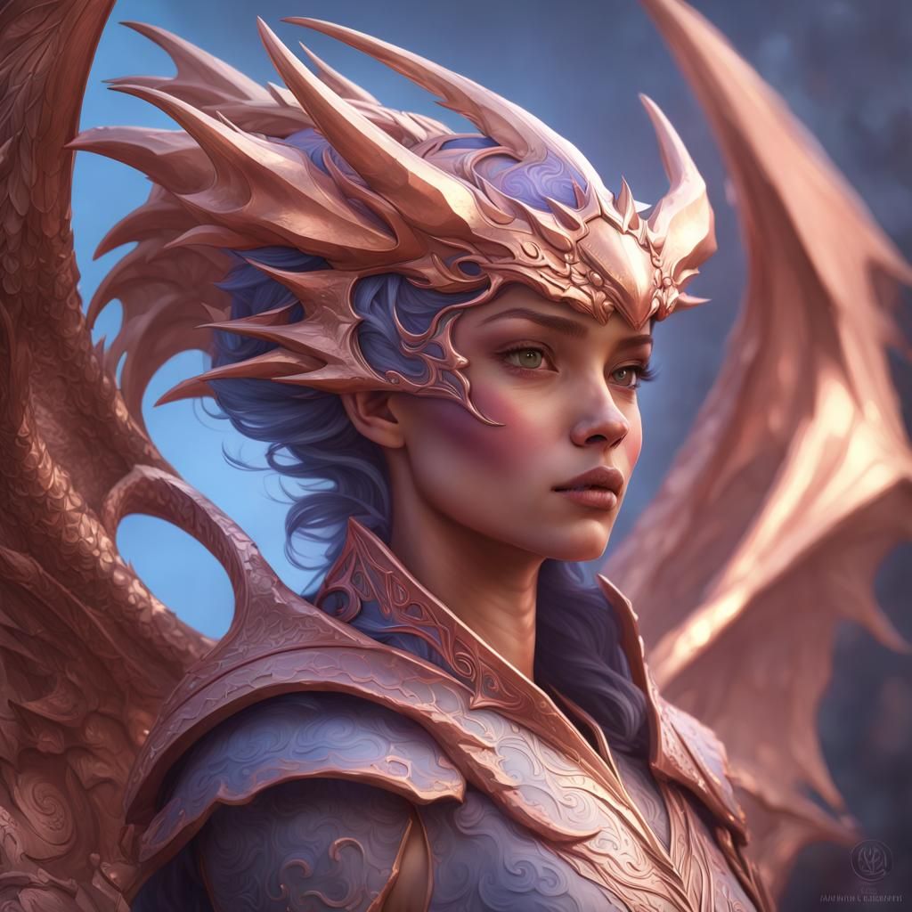 periwinkle and rose gold dragon girl