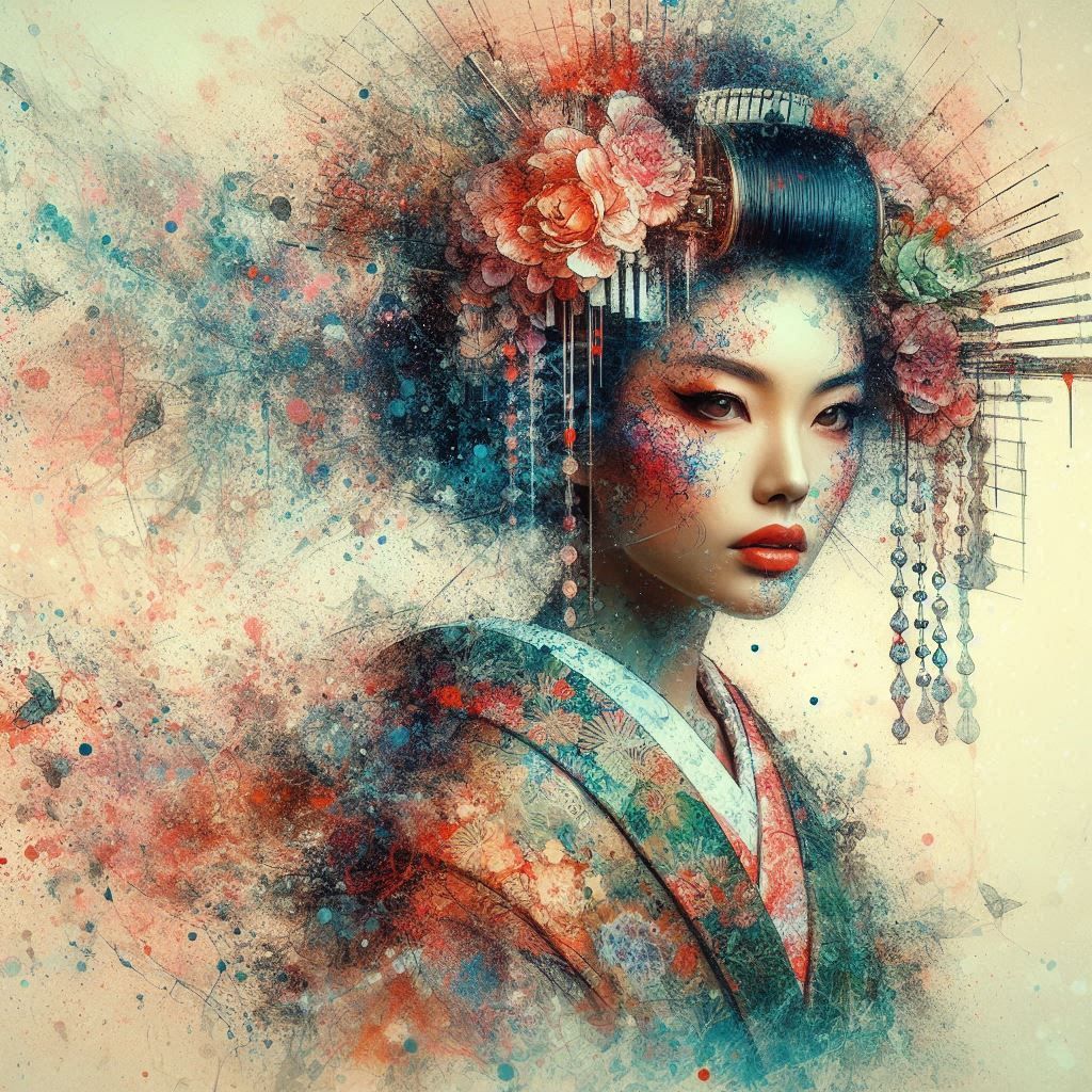 double exposure beautiful fantasy DALL-E 3 portrait landscap...