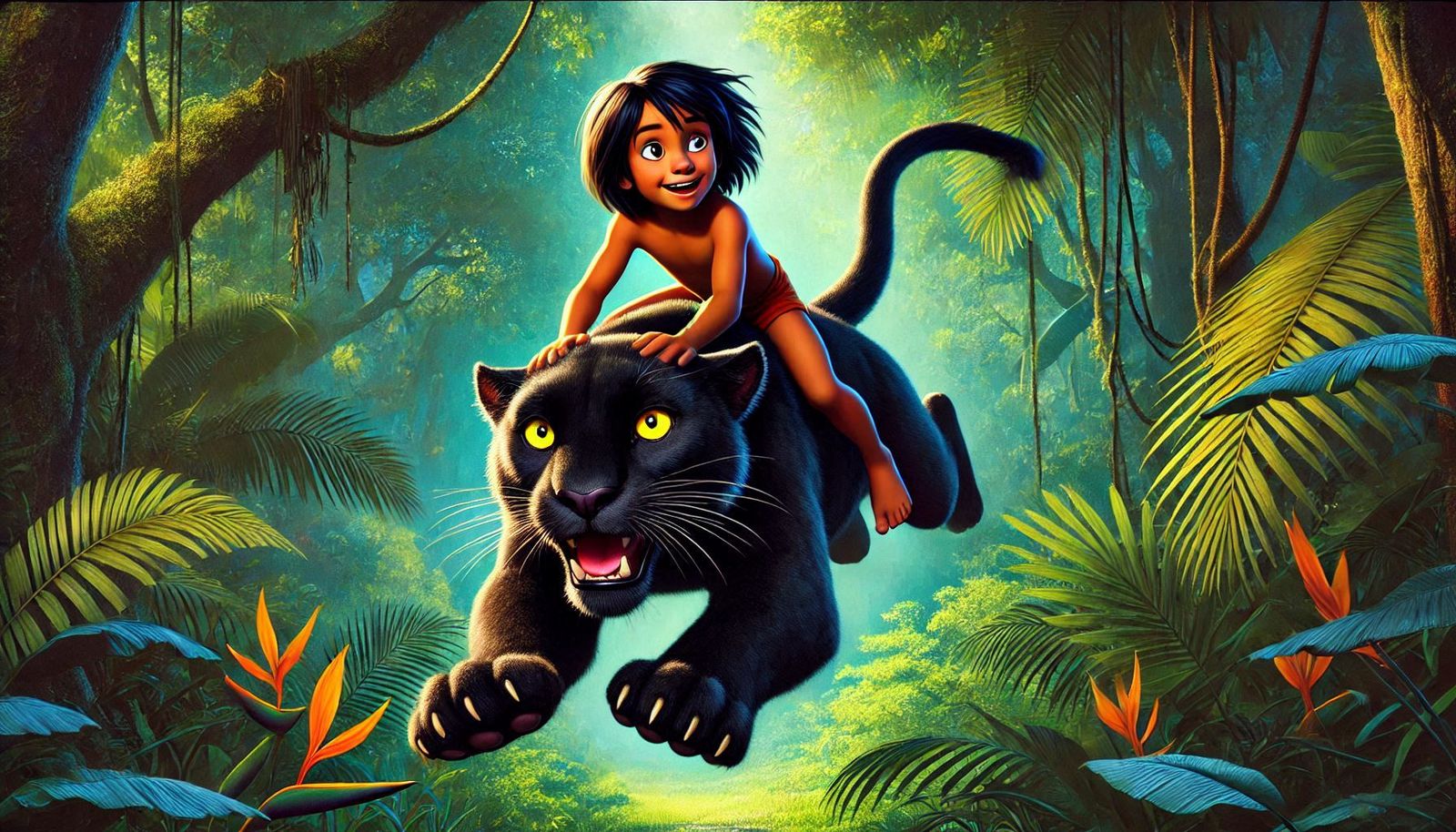 Mowgli & Bagheera, Romping through the Jungle