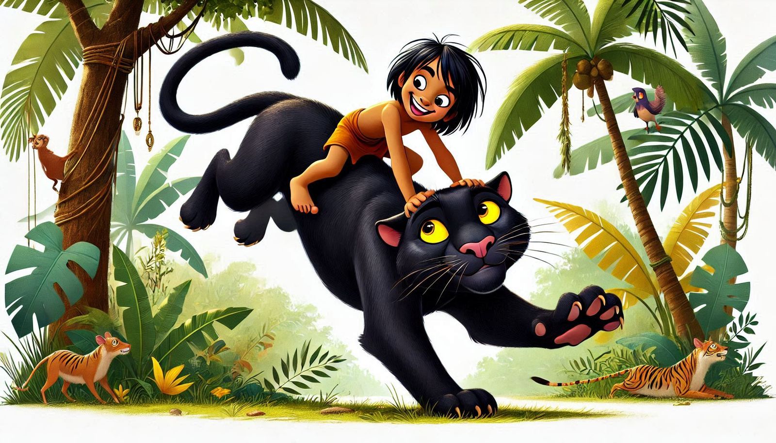 Mowgli & Bagheera, Frolicking in the Jungle