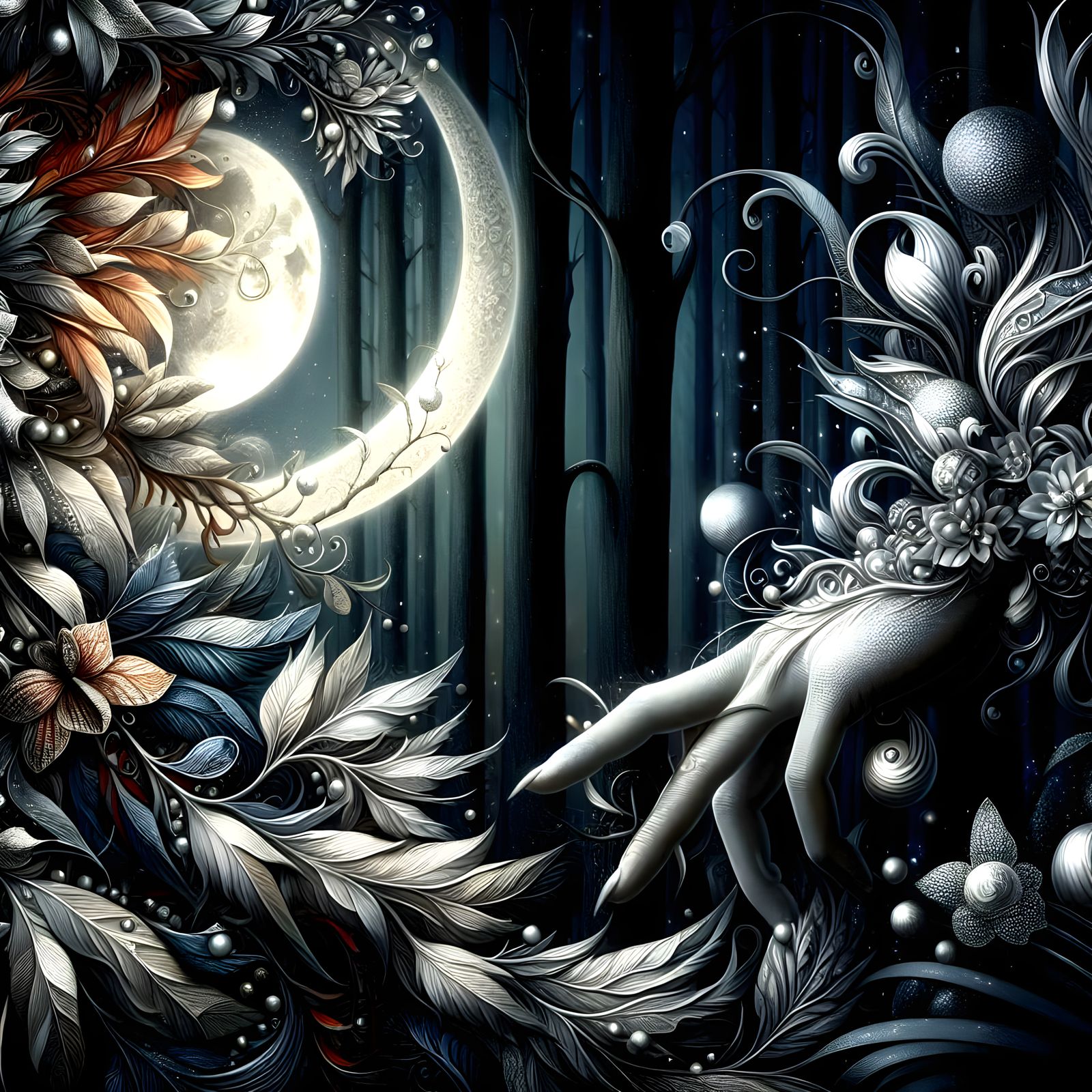 Surreal forest  the hand of the maker