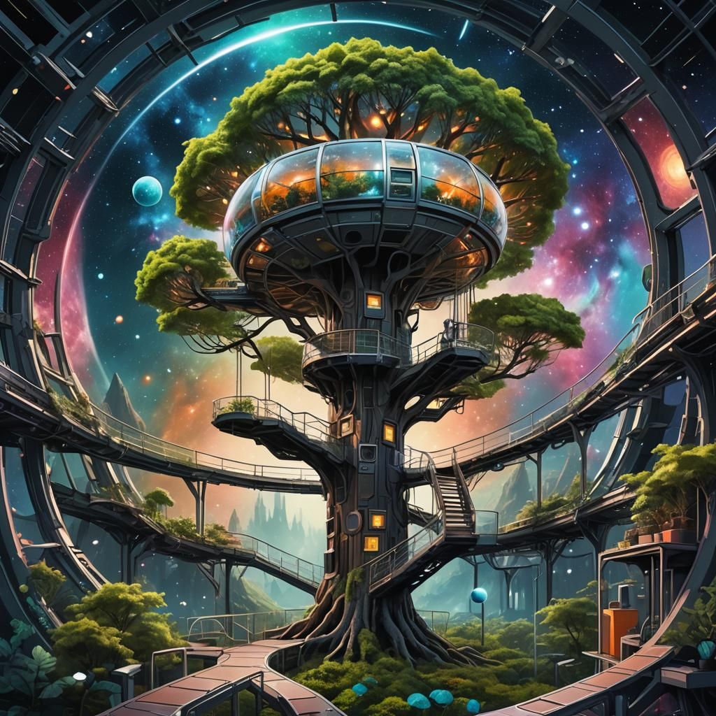 Deepspace Biodome Tree House   by @EmeraldCity_JD