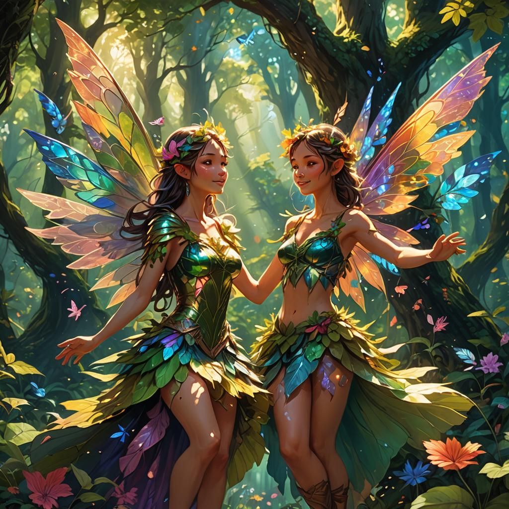 Fairies in Lush Forest: Fantasy Matte Painting