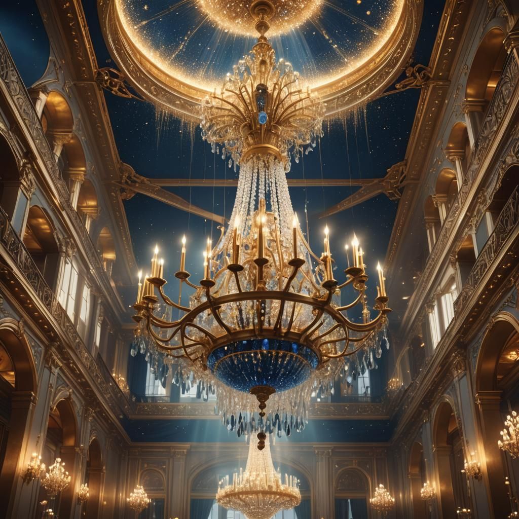 Majestic Chandelier in Grand Ballroom: Fantasy Concept Art