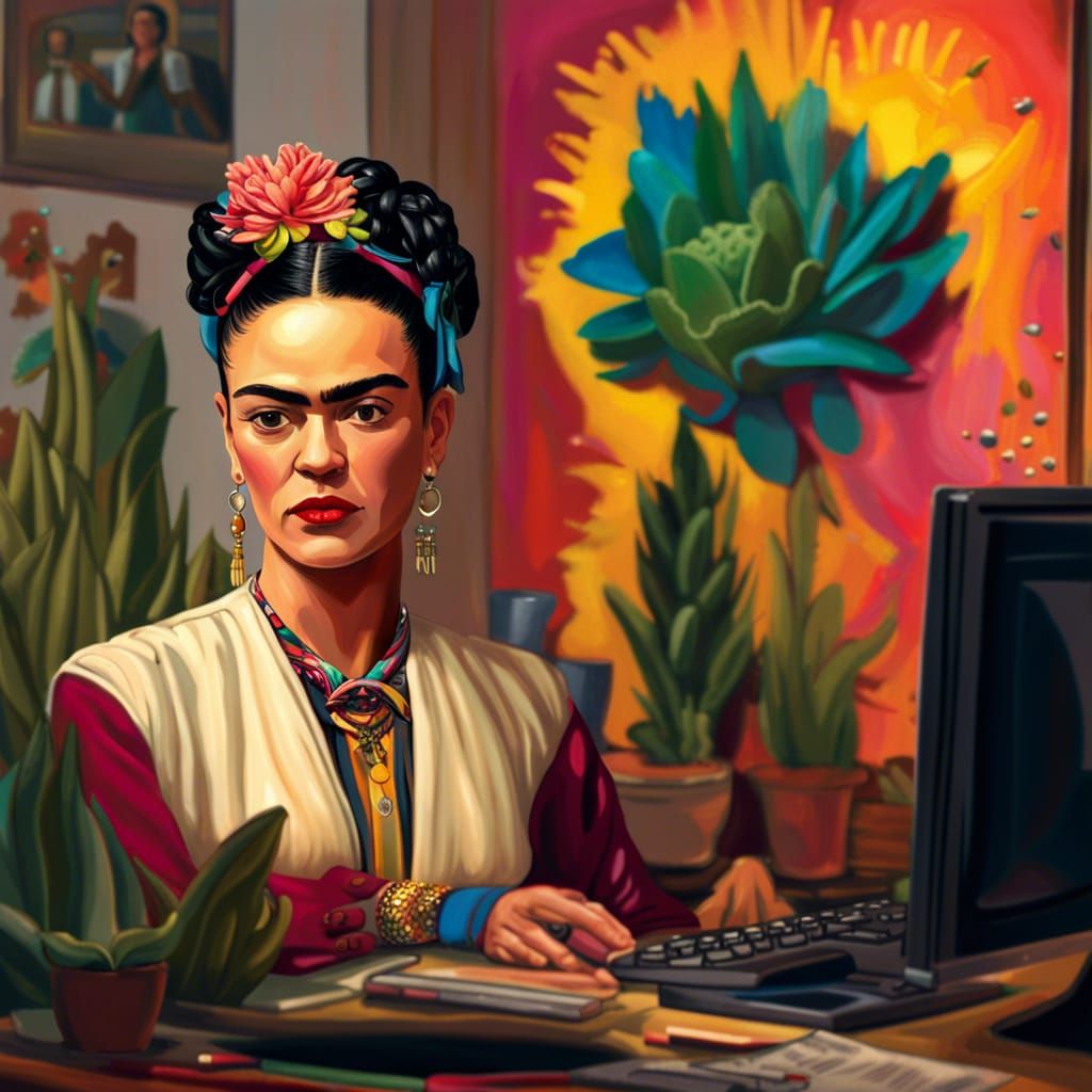 Frida Kahlo Working At A Generic Office Job AI Generated Artwork   Oi29df61jkOYCHkKoQeS  1  Tuolq 