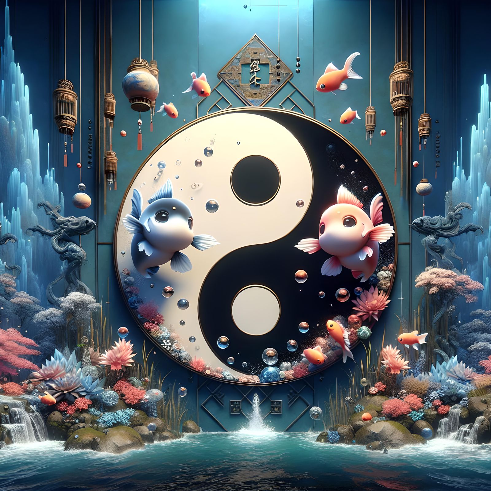 Chibi Yin Yang Koi Gate