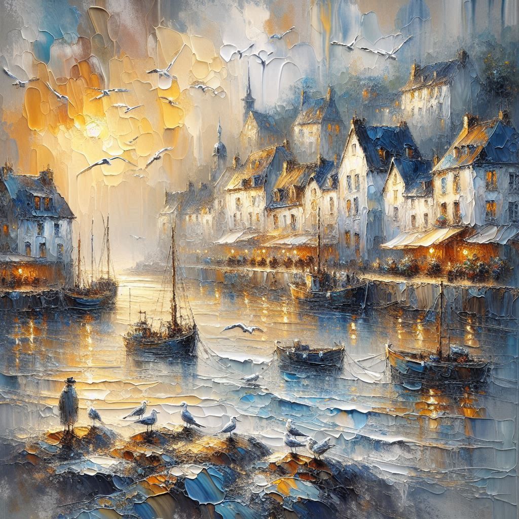 Textured Harbor Seascape