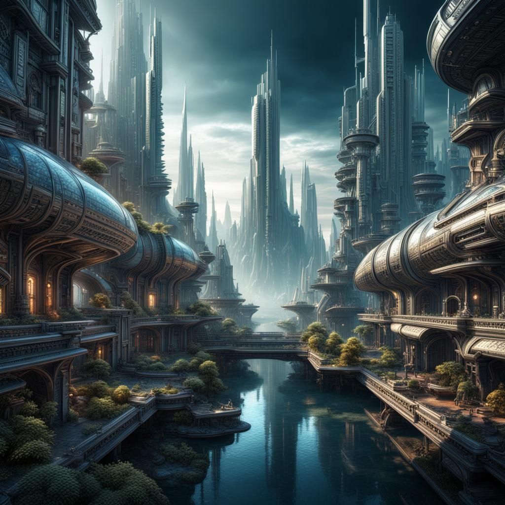 Futuristic Utopian world - AI Generated Artwork - NightCafe Creator