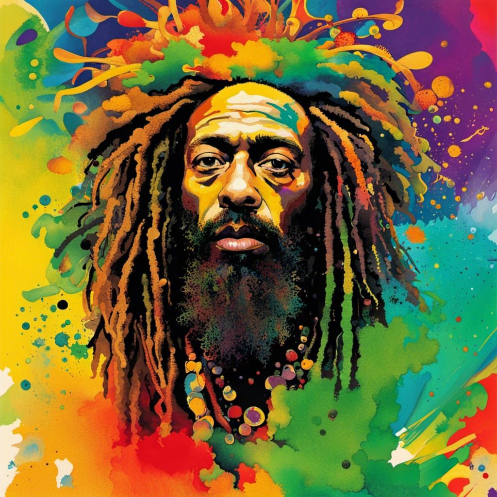 Rastafarian ganja leroy brown cinematic dramatic expressionism splash ...