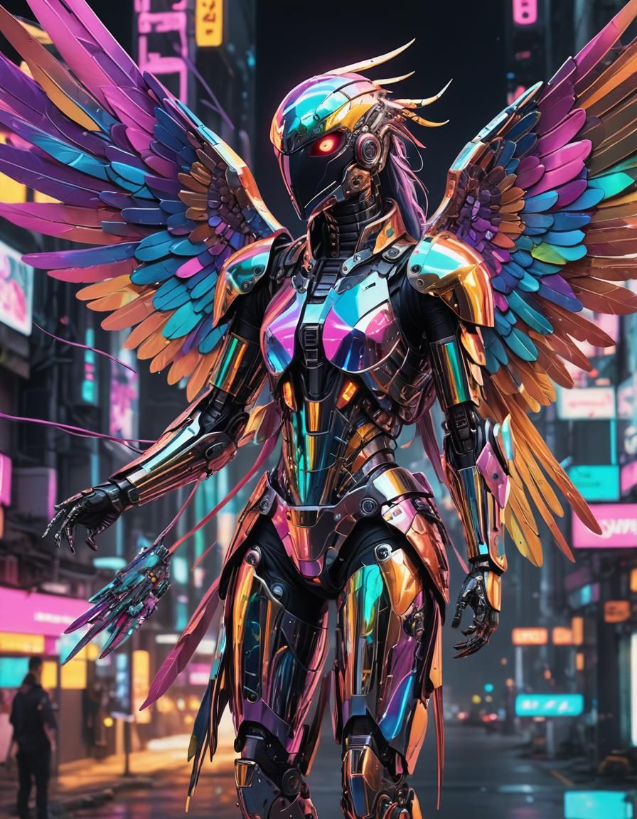 (intricately detailed futuristic artwork of a flying humanoid cool ...