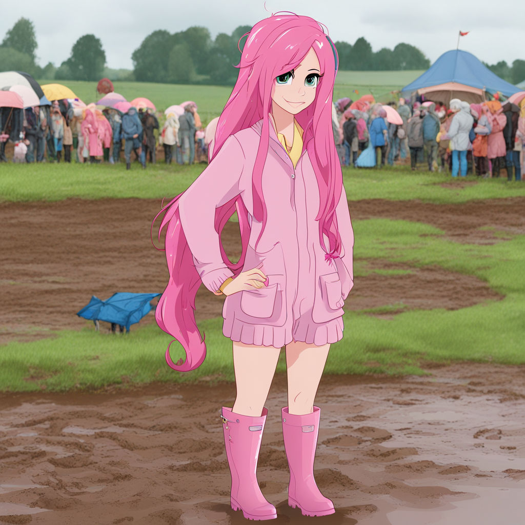 Human Fluttershy wearing a rain-suit