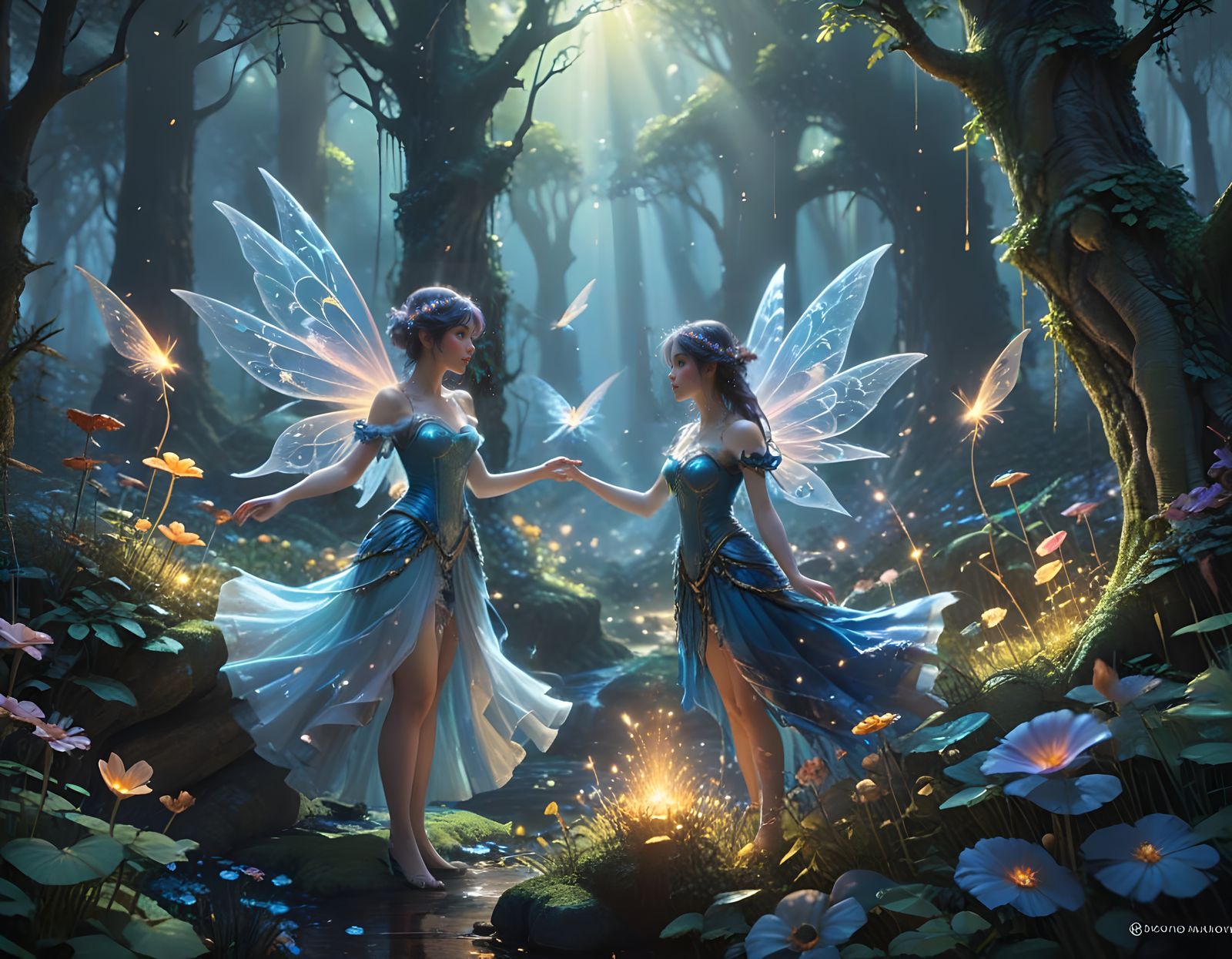 Ethereal Fairies Gather in Heavenly Forest