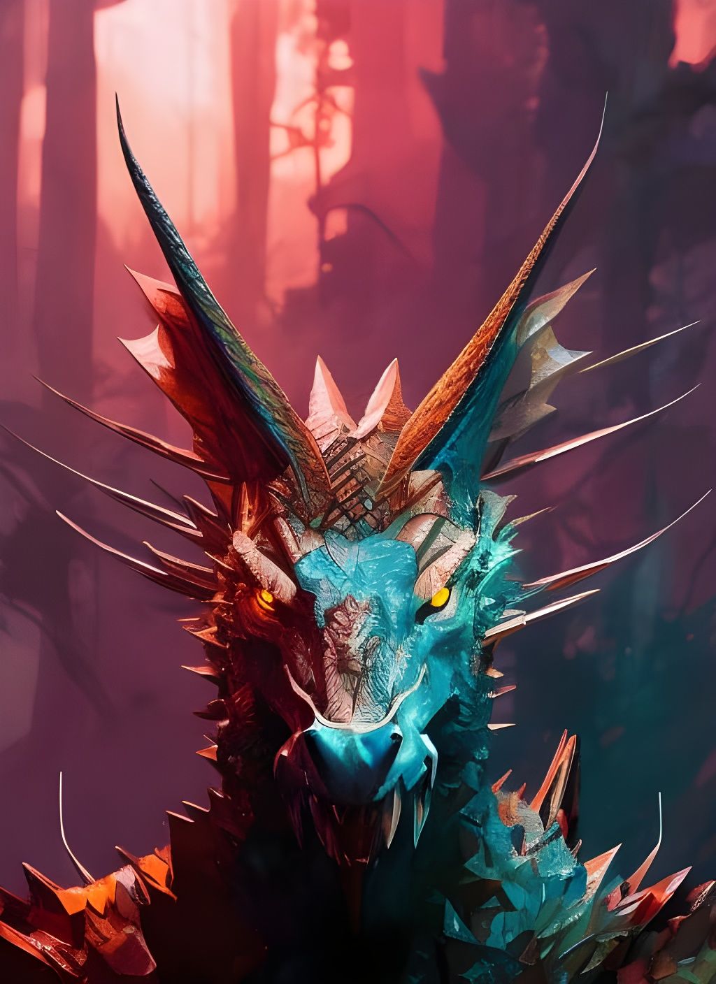 Watercolor Dragon Portrait in Anime Style