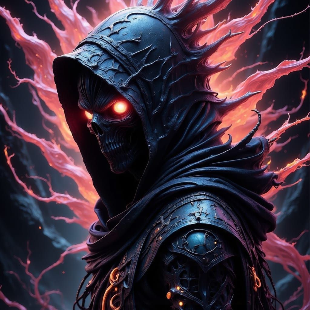 <lora:SpectralFlux:1.0> hooded spectre