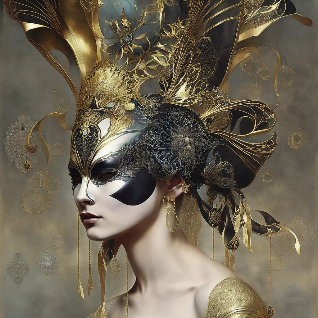 Intricate golden masquerade mask insanely detailed masterpiece