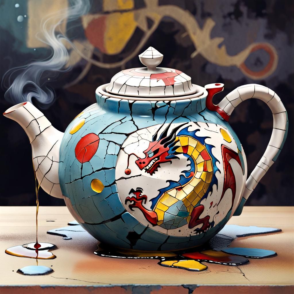 chipped and cracked teapot
