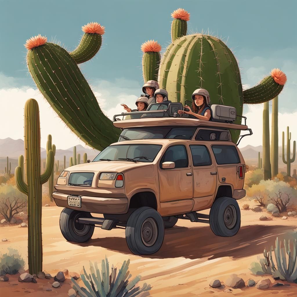 Desert vehicle, battled and holding looking, with a two-pass...