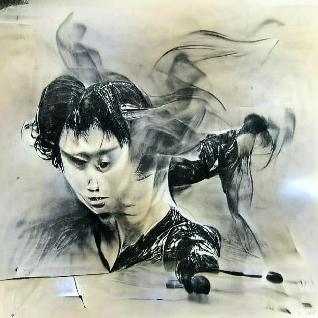 Ganyu genshin impact charcoal drawing